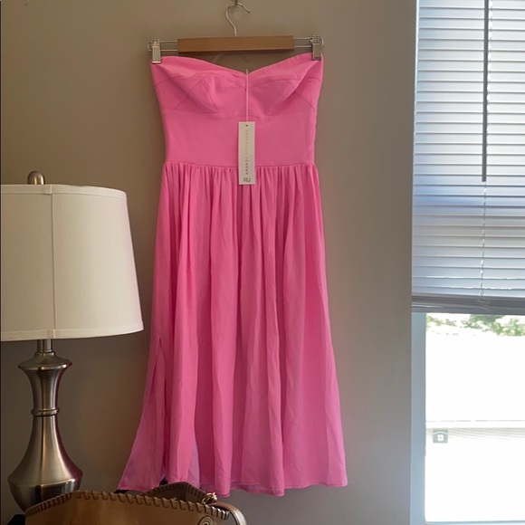 Amanda Uprichard Hot Pink Gisele Midi Dress - Picture 3 of 17